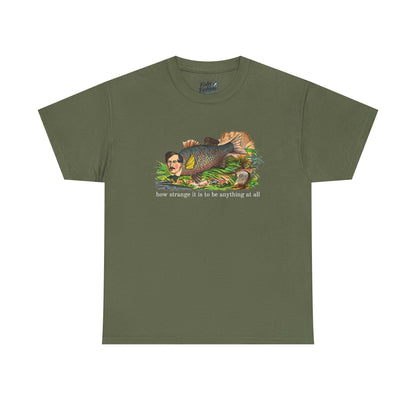 "how strange" fish tee